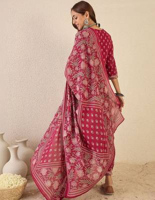 Women Ethnic Motifs Printed Regular Beads and Stones Pure Cotton Kurta with Patiala & With Dupatta 5