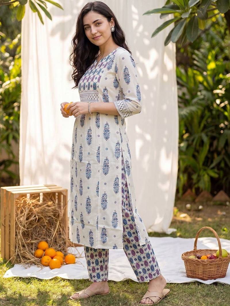 Women Ethnic Motifs Printed Empire Pure Cotton Kurta with Trousers