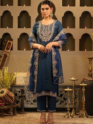 Women Embroidered Regular Kurta with Trousers & Dupatta 2