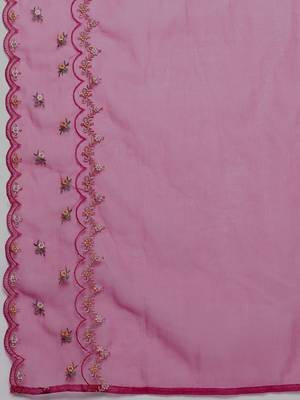 Floral Embroidered Regular Thread Work Kurta with Trousers & Dupatta 5