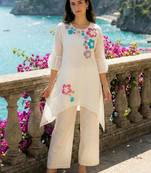 Women Floral Embroidered Regular Thread Work Pure Cotton Kurta with Palazzos