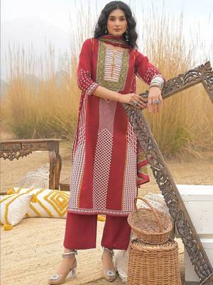 Women Ethnic Motifs Printed Regular Mirror Work Pure Cotton Kurta with Trousers & With Dupatta 5