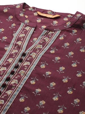 Floral Printed Pure Cotton Kurta With Salwar & Dupatta 2