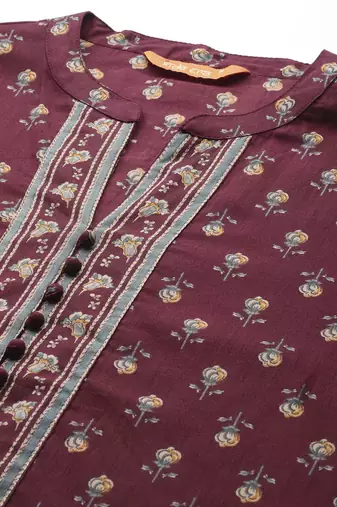 Floral Printed Pure Cotton Kurta With Salwar & Dupatta