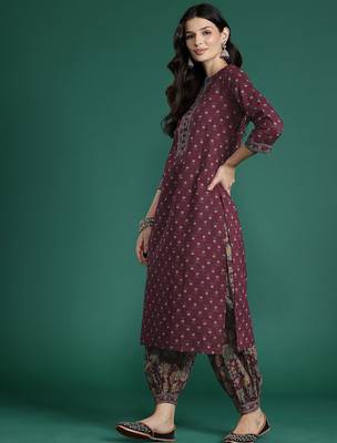 Floral Printed Pure Cotton Kurta With Salwar & Dupatta 6