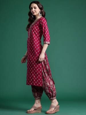 Women Floral Printed Regular Pure Cotton Kurta with Salwar & With Dupatta 6