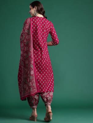 Women Floral Printed Regular Pure Cotton Kurta with Salwar & With Dupatta 7
