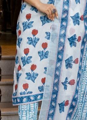 Women Floral Printed Regular Pure Cotton Kurta with Trousers & With Dupatta 2