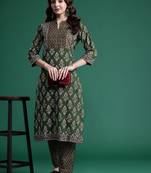 Ethnic Motifs Printed Pure Cotton Kurta with Trousers