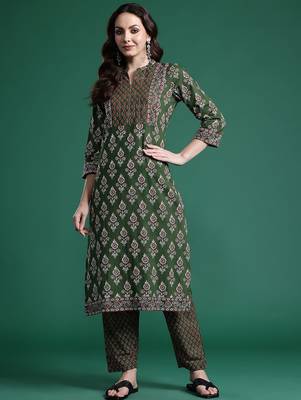 Ethnic Motifs Printed Pure Cotton Kurta with Trousers 4