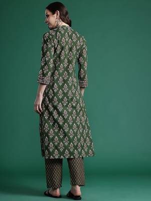 Ethnic Motifs Printed Pure Cotton Kurta with Trousers 6