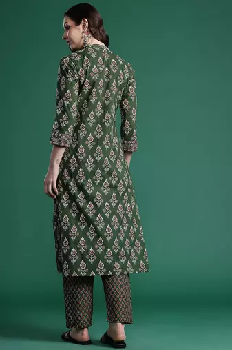 Ethnic Motifs Printed Pure Cotton Kurta with Trousers