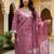 Floral Embroidered Thread Work Straight Kurta With Trousers & Dupatta