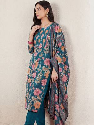 Women Floral Printed Regular Pure Cotton Kurta with Trousers & With Dupatta 3