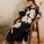 Black Floral Printed V-Neck Sequinned A-Line Kurta With Salwar