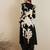 Black Floral Printed V-Neck Sequinned A-Line Kurta With Salwar