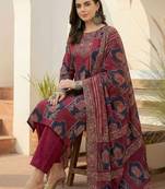 Women Ethnic Motifs Printed Regular Sequinned Pure Cotton Kurta with Trousers & With Dupatta