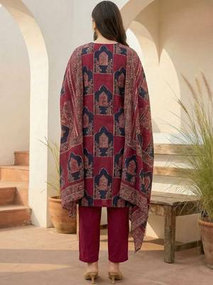 Women Ethnic Motifs Printed Regular Sequinned Pure Cotton Kurta with Trousers & With Dupatta 3