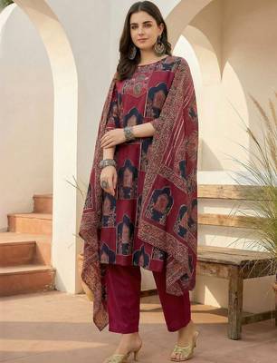 Women Ethnic Motifs Printed Regular Sequinned Pure Cotton Kurta with Trousers & With Dupatta 4