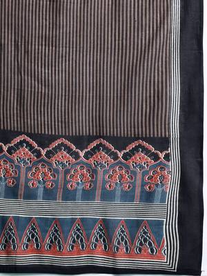 Ethnic Motifs Striped Sequinned Pure Cotton Kurta With Trousers & Dupatta 4
