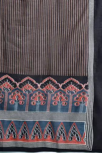 Ethnic Motifs Striped Sequinned Pure Cotton Kurta With Trousers & Dupatta