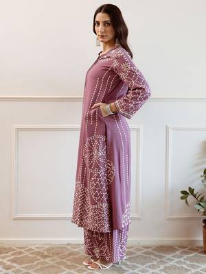 Women Printed Regular Beads and Stones Kurta with Trousers 5