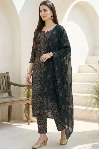 Women Ethnic Motifs Printed Regular Pure Cotton Kurta With Trousers & Dupatta
