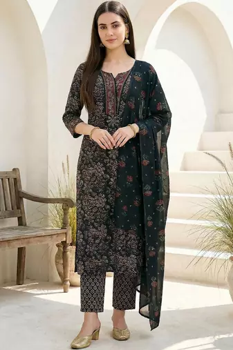 Women Ethnic Motifs Printed Regular Pure Cotton Kurta With Trousers & Dupatta