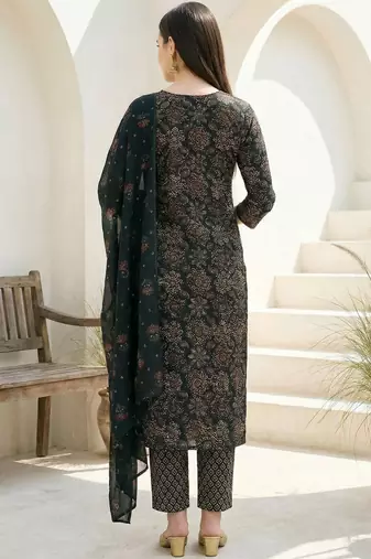 Women Ethnic Motifs Printed Regular Pure Cotton Kurta With Trousers & Dupatta