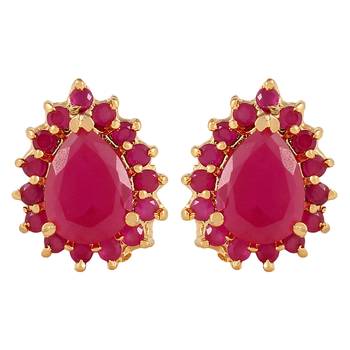 Floral Oval Ruby Earrings 1