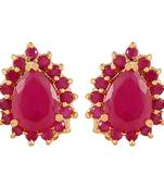Floral Oval Ruby Earrings