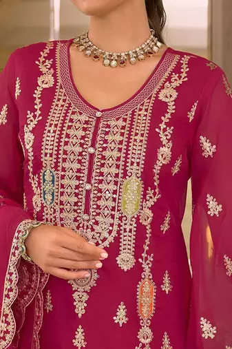 Ethnic Motifs Embroidered Zari Kurta with Trousers & Dupatta