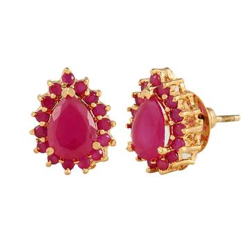Floral Oval Ruby Earrings 2