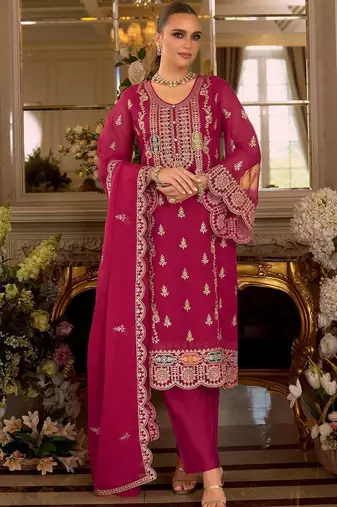 Ethnic Motifs Embroidered Zari Kurta with Trousers & Dupatta