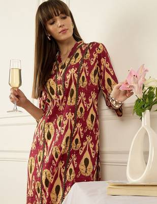 Floral Printed Thread Work Pure Cotton Kurta With Palazzos 6