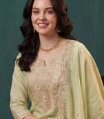 Women Ethnic Motifs Embroidered Regular Thread Work Kurta with Trousers & With Dupatta