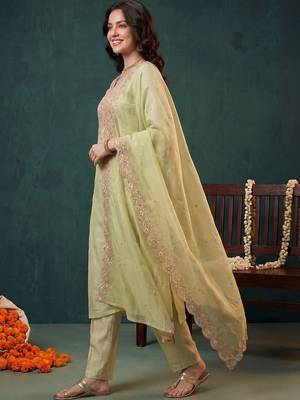 Women Ethnic Motifs Embroidered Regular Thread Work Kurta with Trousers & With Dupatta 2