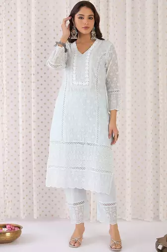 Women Ethnic Motifs Cotton Kurta with Trousers & Dupatta