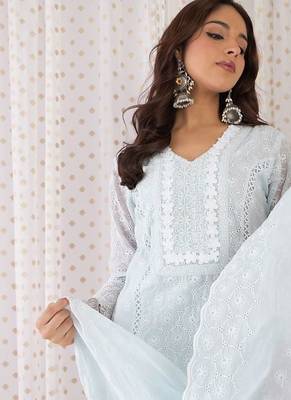 Women Ethnic Motifs Cotton Kurta with Trousers & Dupatta 6