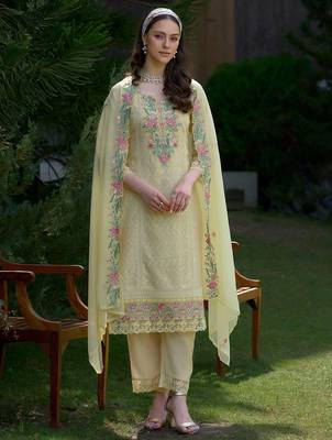 Women Floral Embroidered Regular Mirror Work Pure Cotton Kurta with Trousers & With Dupatta 1