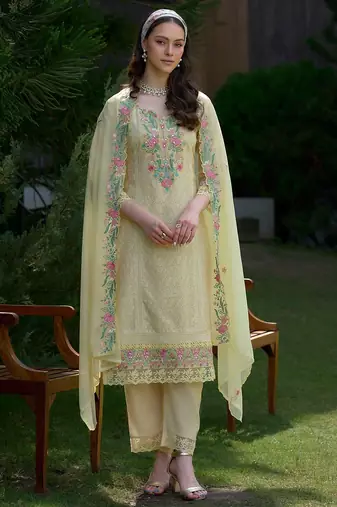 Women Floral Embroidered Regular Mirror Work Pure Cotton Kurta with Trousers & With Dupatta