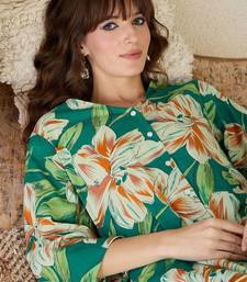 Floral Printed V-Neck Pure Cotton Straight Kurta With Trousers