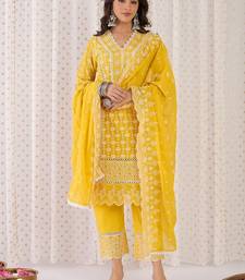 Women Ethnic Motifs Embroidered Cotton Kurta with Trousers & Dupatta