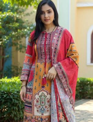 Women Ethnic Motifs Printed Kurta with Trousers & Dupatta 1