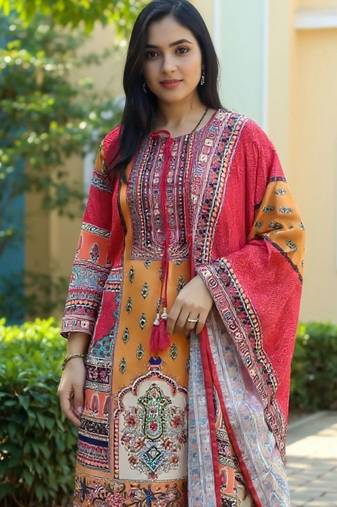 Women Ethnic Motifs Printed Kurta with Trousers & Dupatta