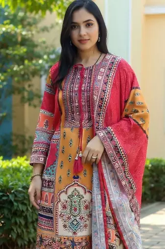 Women Ethnic Motifs Printed Kurta with Trousers & Dupatta