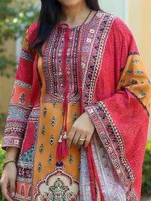 Women Ethnic Motifs Printed Kurta with Trousers & Dupatta 2
