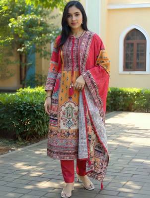 Women Ethnic Motifs Printed Kurta with Trousers & Dupatta 5