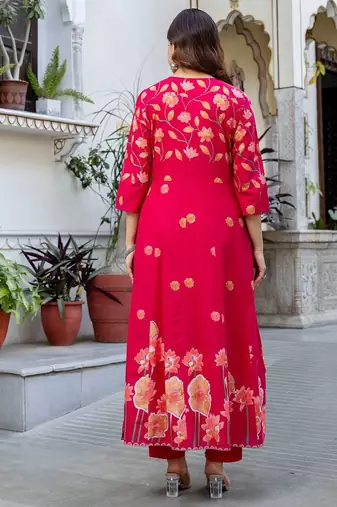 Women Floral Printed Regular Pure Cotton Kurta with Trousers & With Dupatta