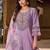 Women Floral Yoke Design Thread Work Linen Kurta with Trousers & With Dupatta